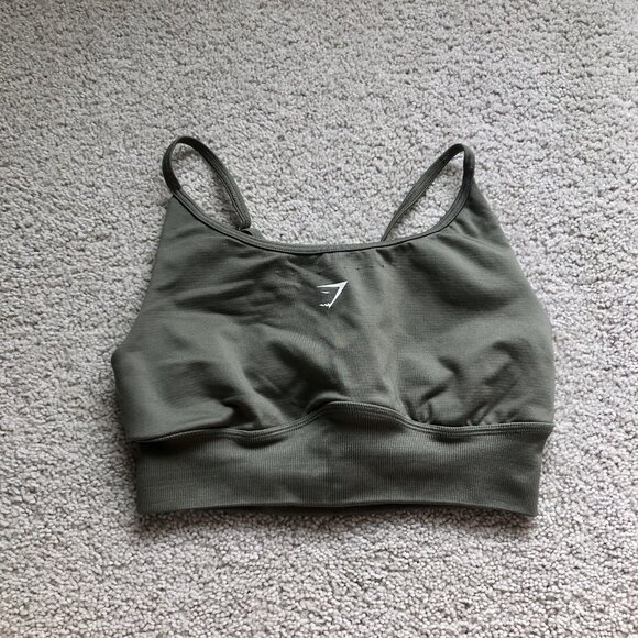 Gymshark Sweat Seamless Longline Sports Bra Dusty Olive Green Medium B4A5B-EB1M - Picture 1 of 5